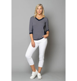 Peruzzi Striped Side Panel  V neck Top