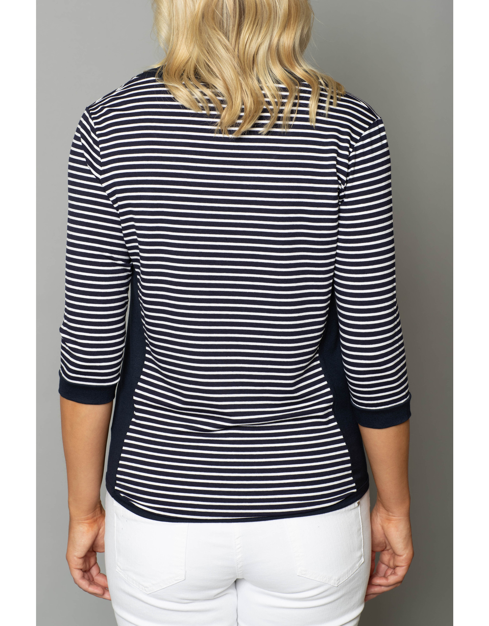 Peruzzi Striped Side Panel  V neck Top