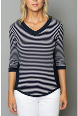 Peruzzi Striped Side Panel  V neck Top