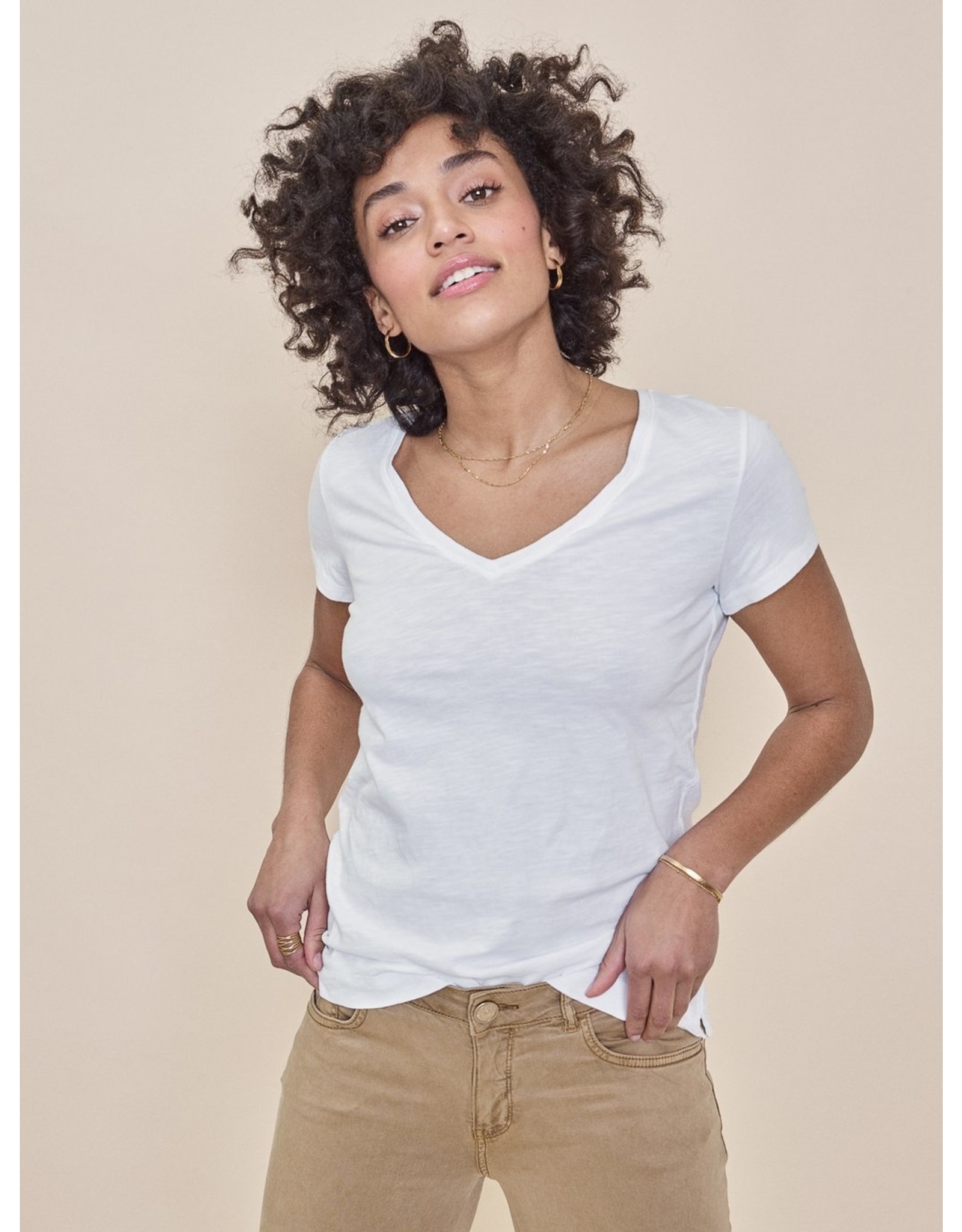 Mos Mosh Arden Organic V Neck Tee