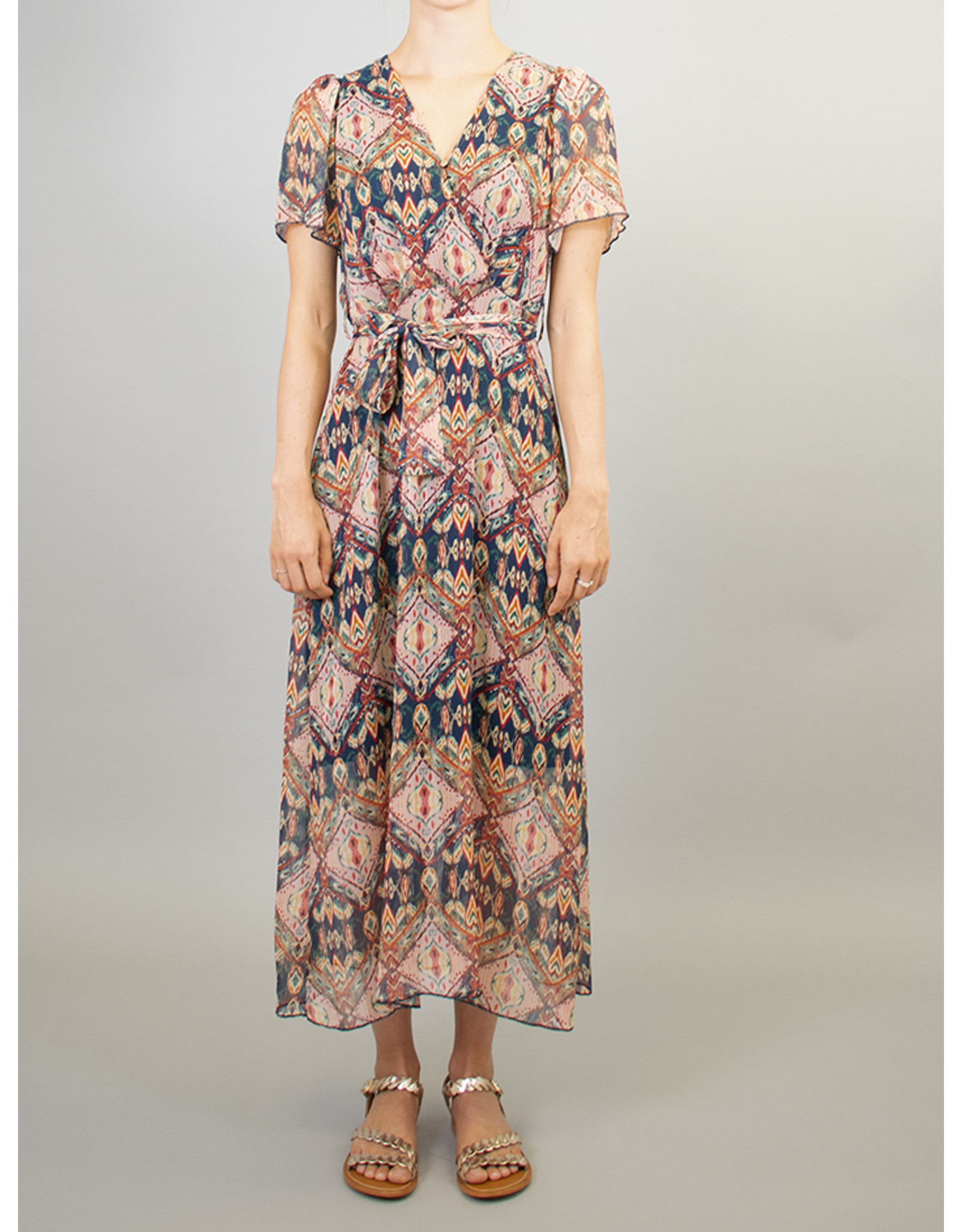 La Fee Maraboutee Boho Print Short Sleeve Long Dress