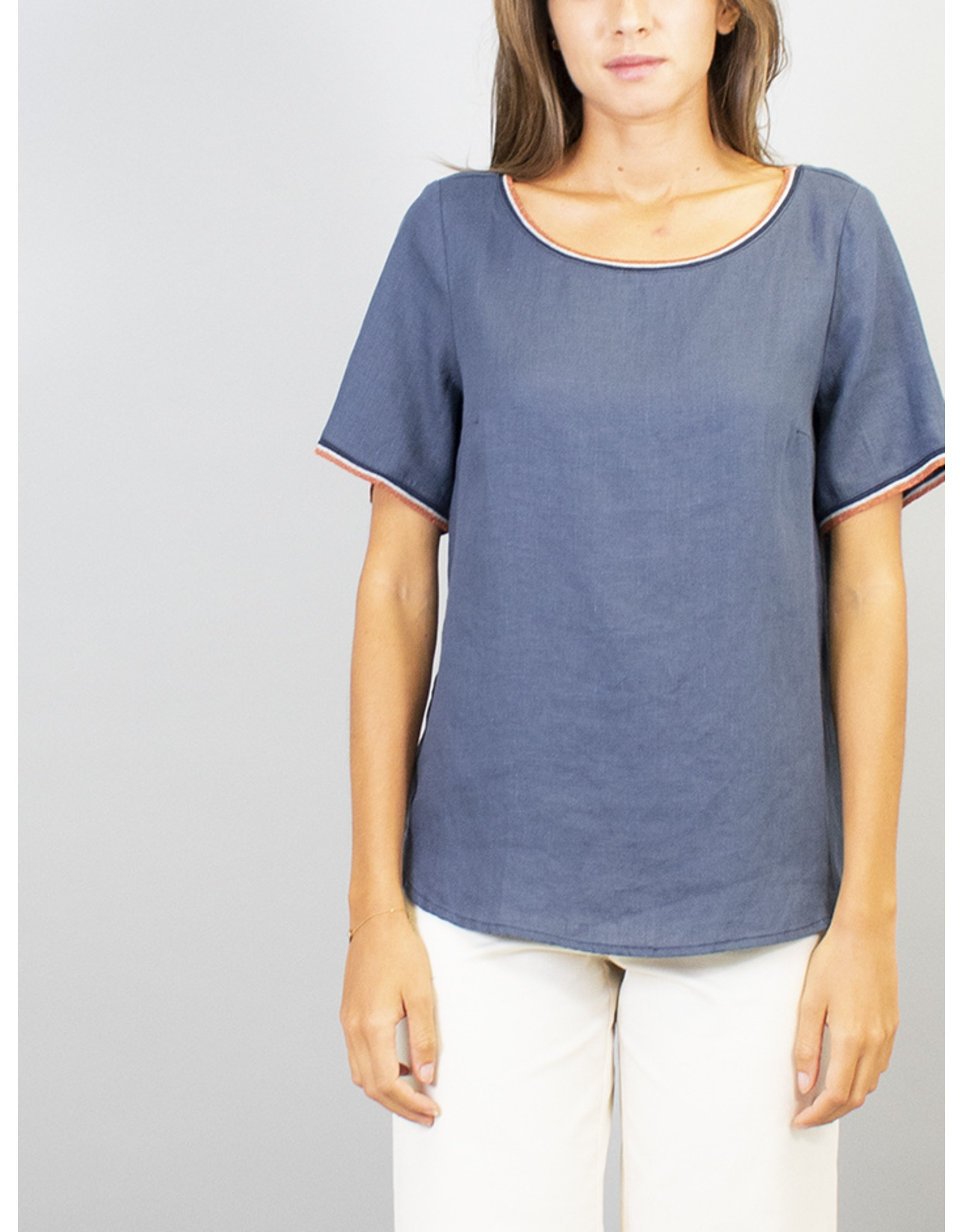 La Fee Maraboutee Linen T Top with Sport Trim Finish