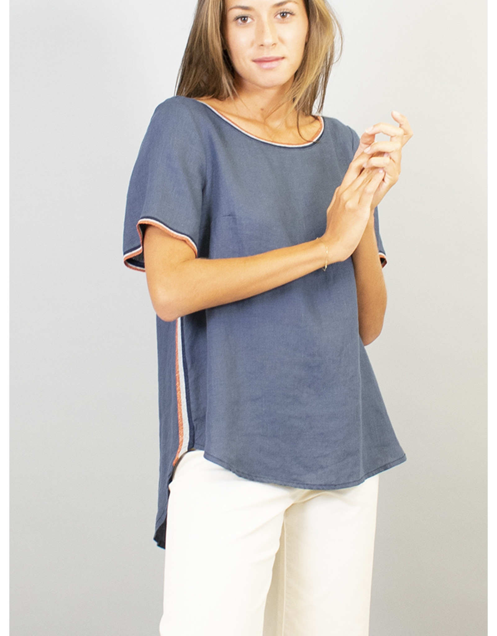 La Fee Maraboutee Linen T Top with Sport Trim Finish