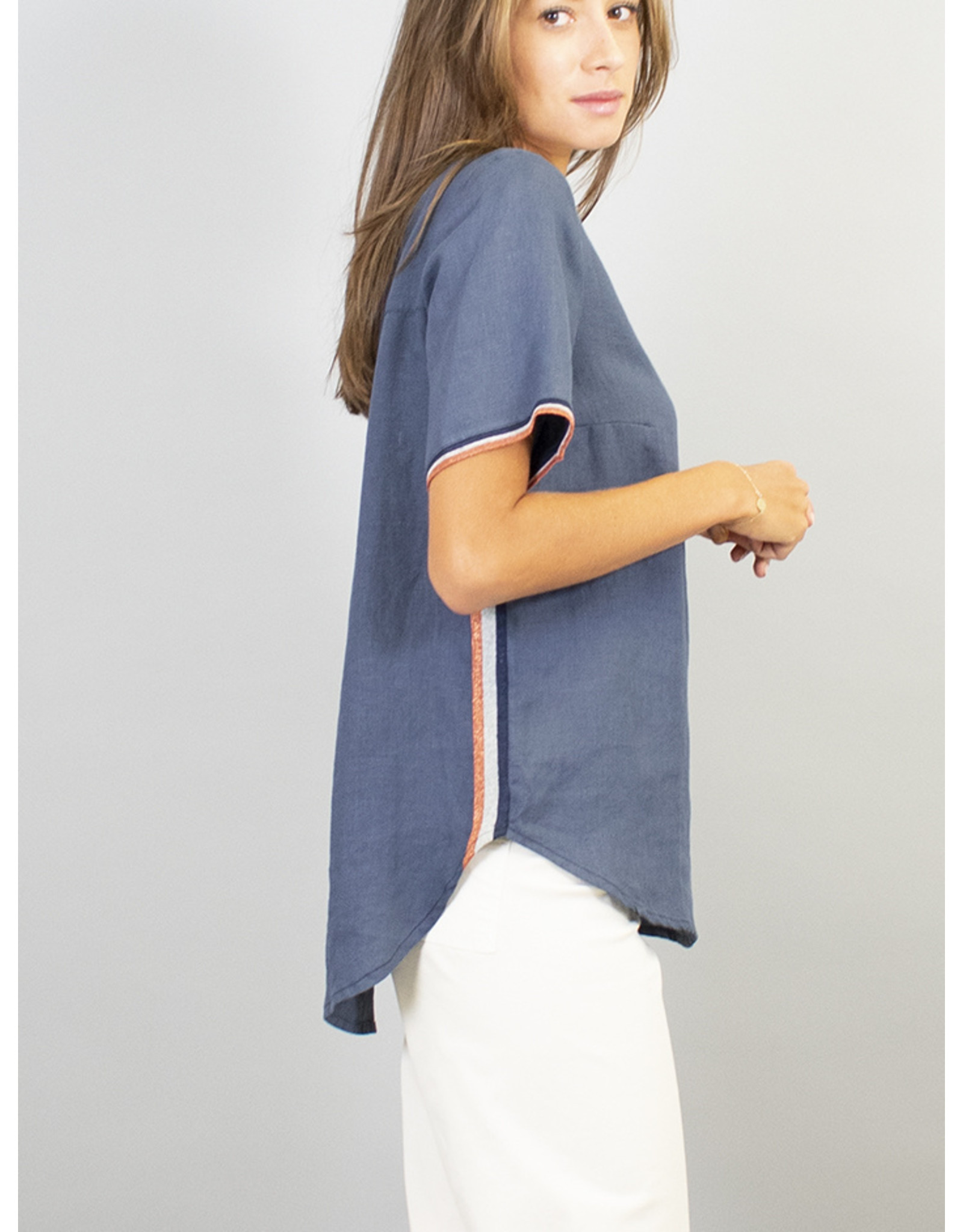 La Fee Maraboutee Linen T Top with Sport Trim Finish