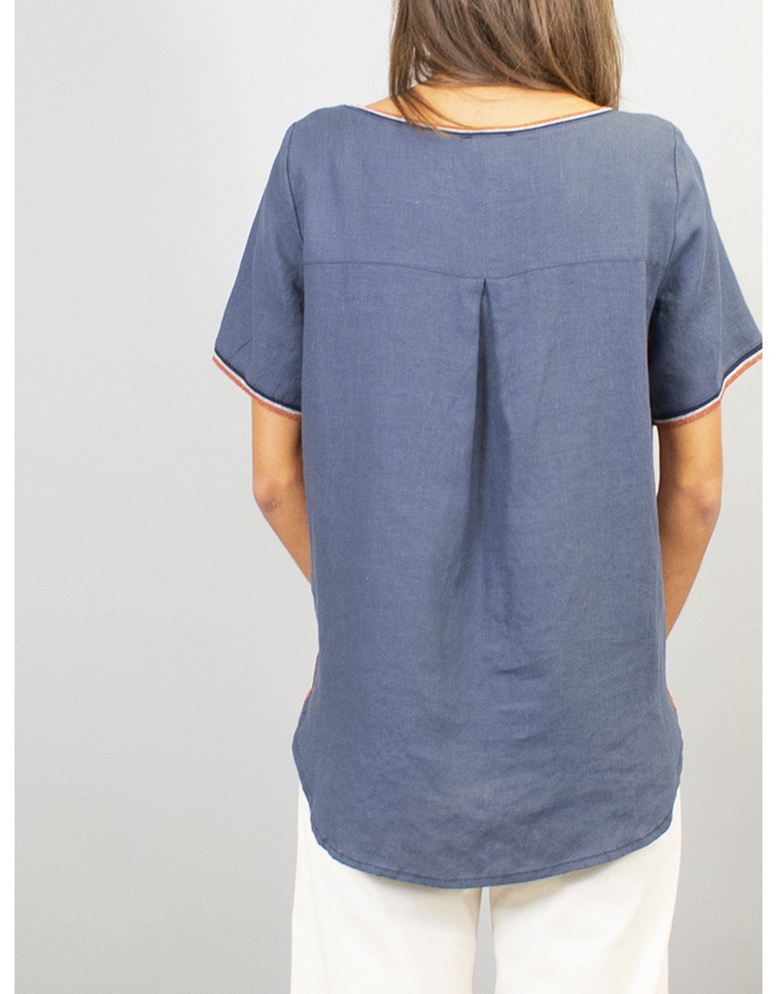 La Fee Maraboutee Linen T Top with Sport Trim Finish