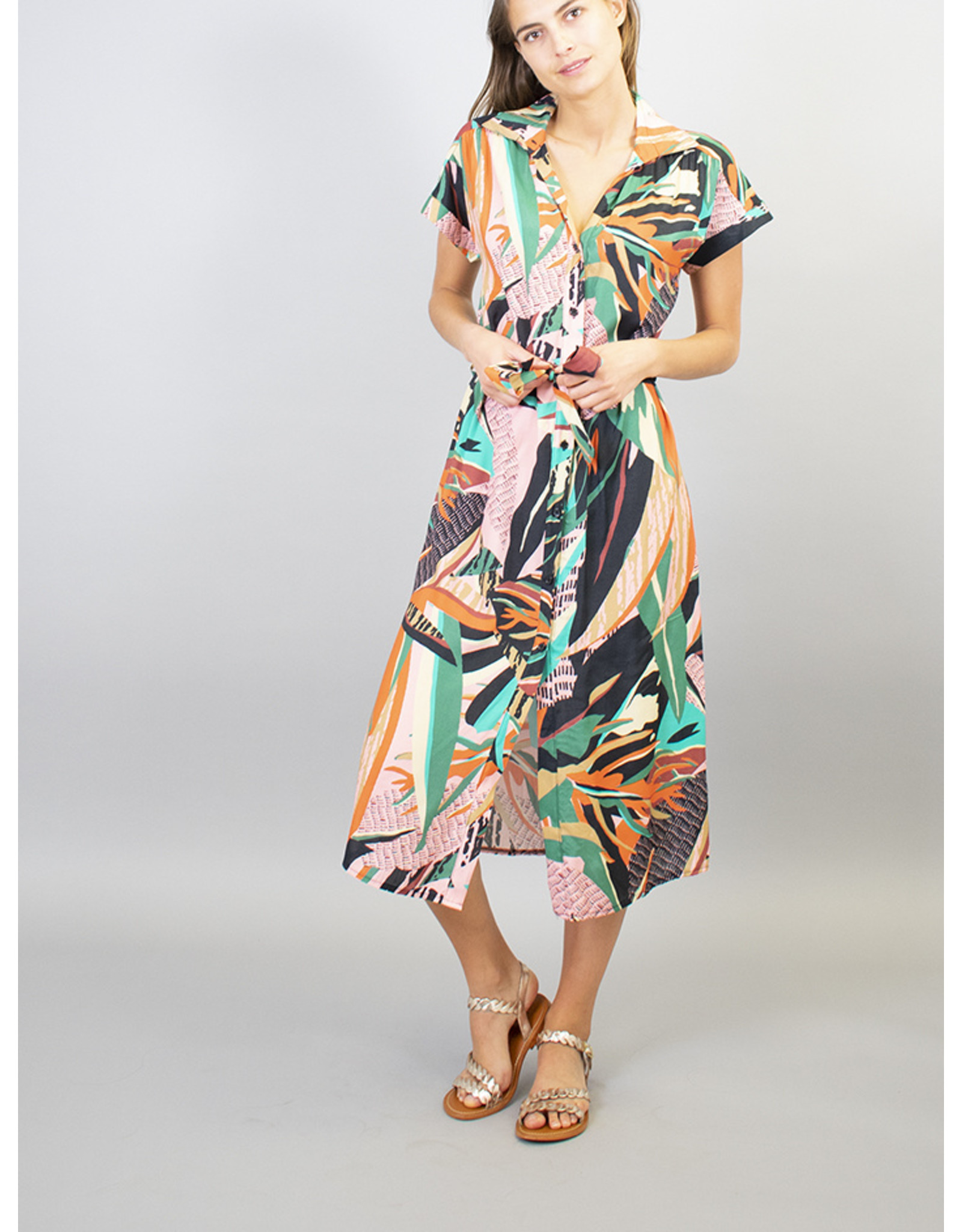 La Fee Maraboutee Short Sleeve Button Through Belted Dress