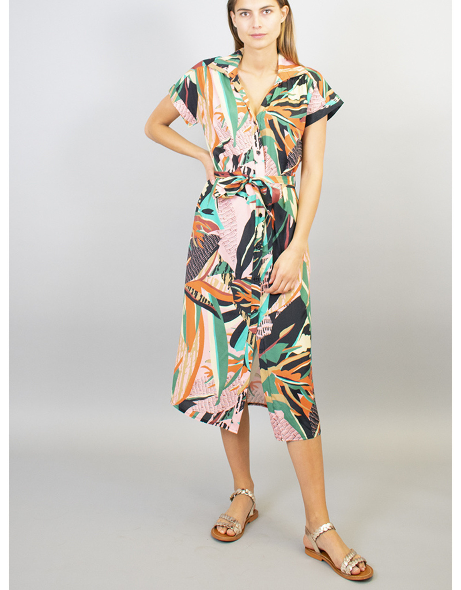 La Fee Maraboutee Short Sleeve Button Through Belted Dress