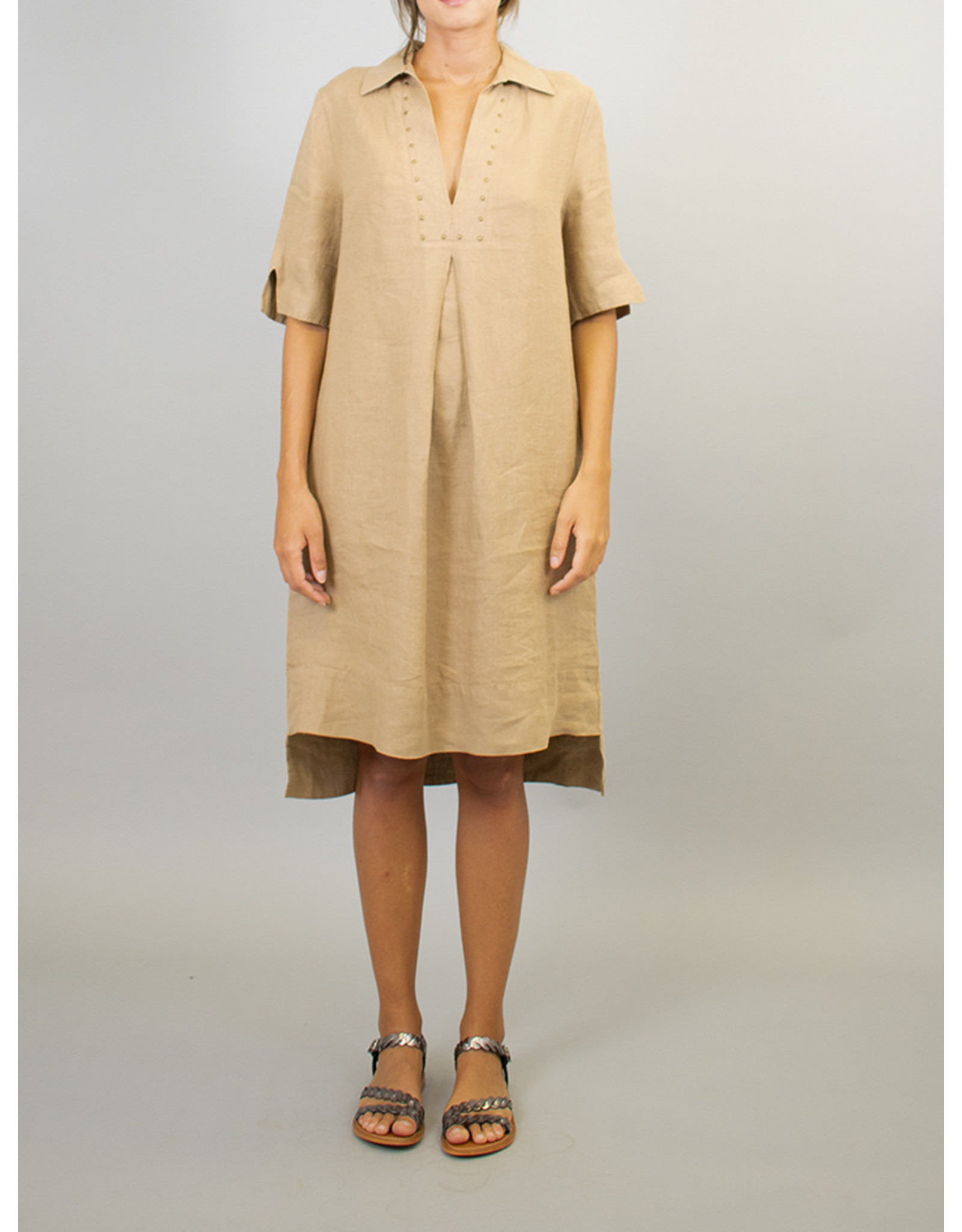 La Fee Maraboutee Short Sleeve Collar Dress with Dropped Hem