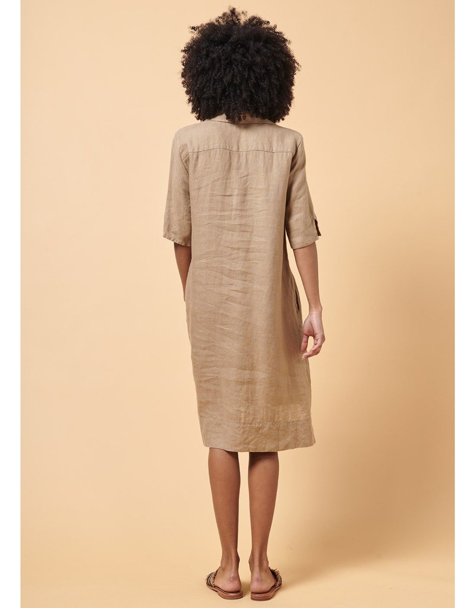 La Fee Maraboutee Short Sleeve Collar Dress with Dropped Hem