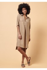 La Fee Maraboutee Short Sleeve Collar Dress with Dropped Hem