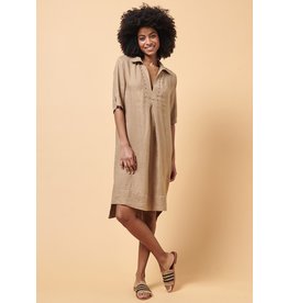 La Fee Maraboutee Short Sleeve Collar Dress with Dropped Hem