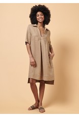 La Fee Maraboutee Short Sleeve Collar Dress with Dropped Hem