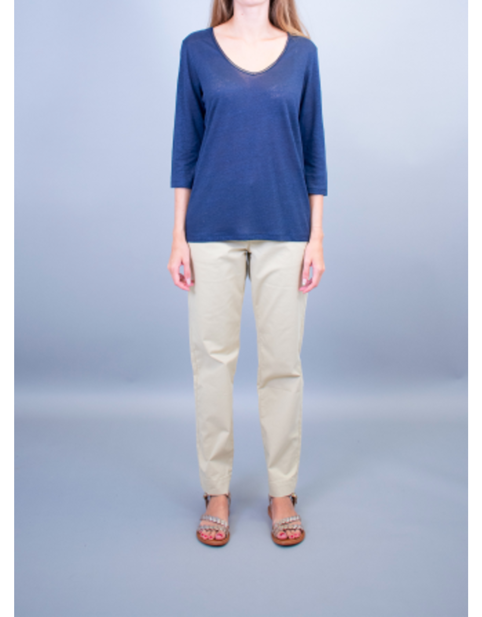 La Fee Maraboutee Bracelet Sleeve Linen V Neck Top