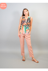 La Fee Maraboutee Sleeveless V Neck Tropical Print Top