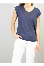 La Fee Maraboutee Linen Cap Sleeve V Neck T Top