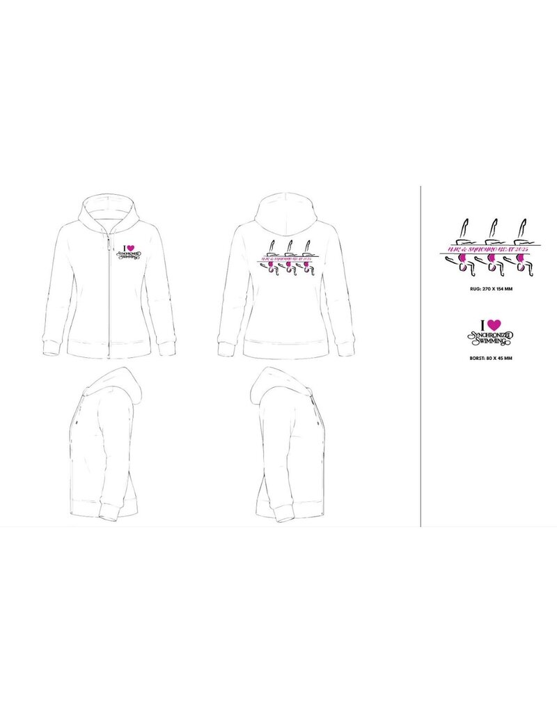 Arena Arena NJK Synchroonzwemmen hoodie  - wit-roze