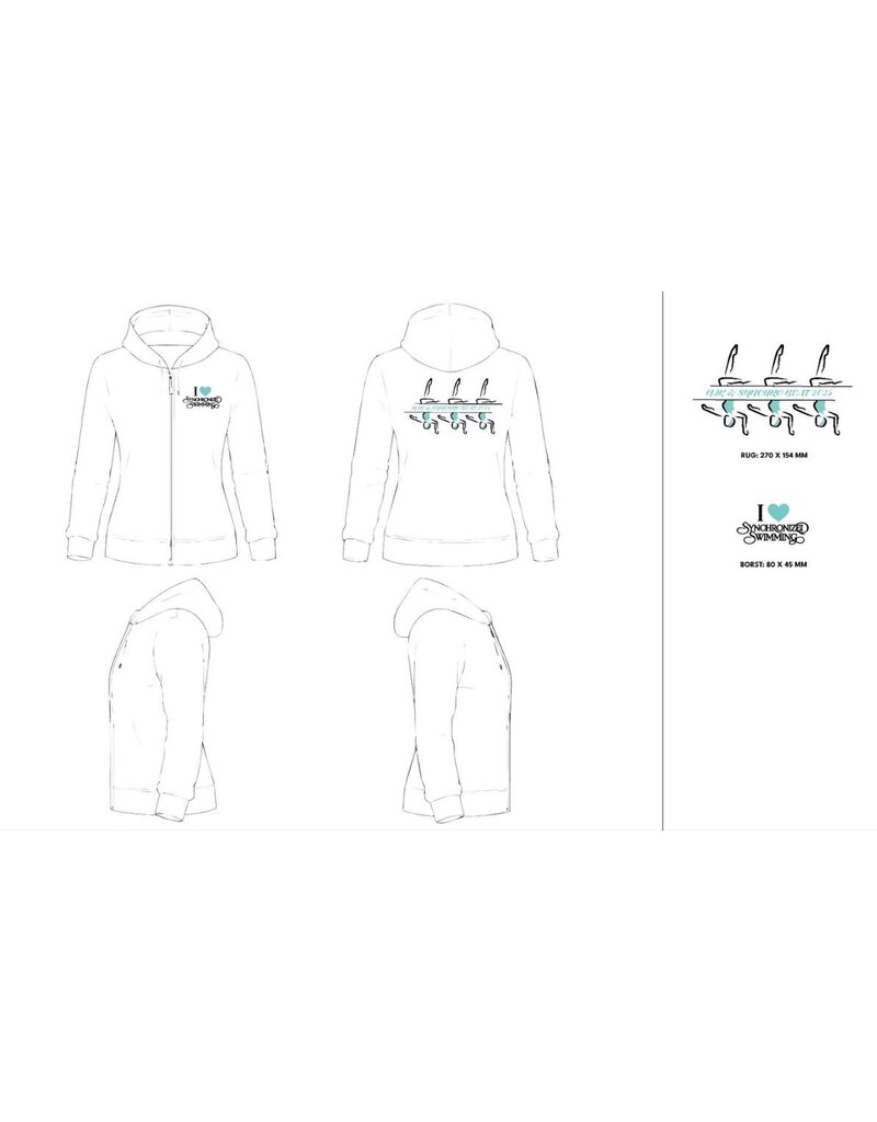 Arena Arena NJK Synchroonzwemmen hoodie - wit met turquoise