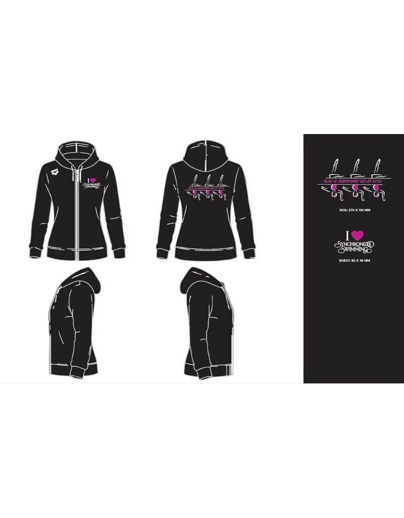 Arena Arena  hoodie - NJK Synchroonzwemmen - zwart/met roze