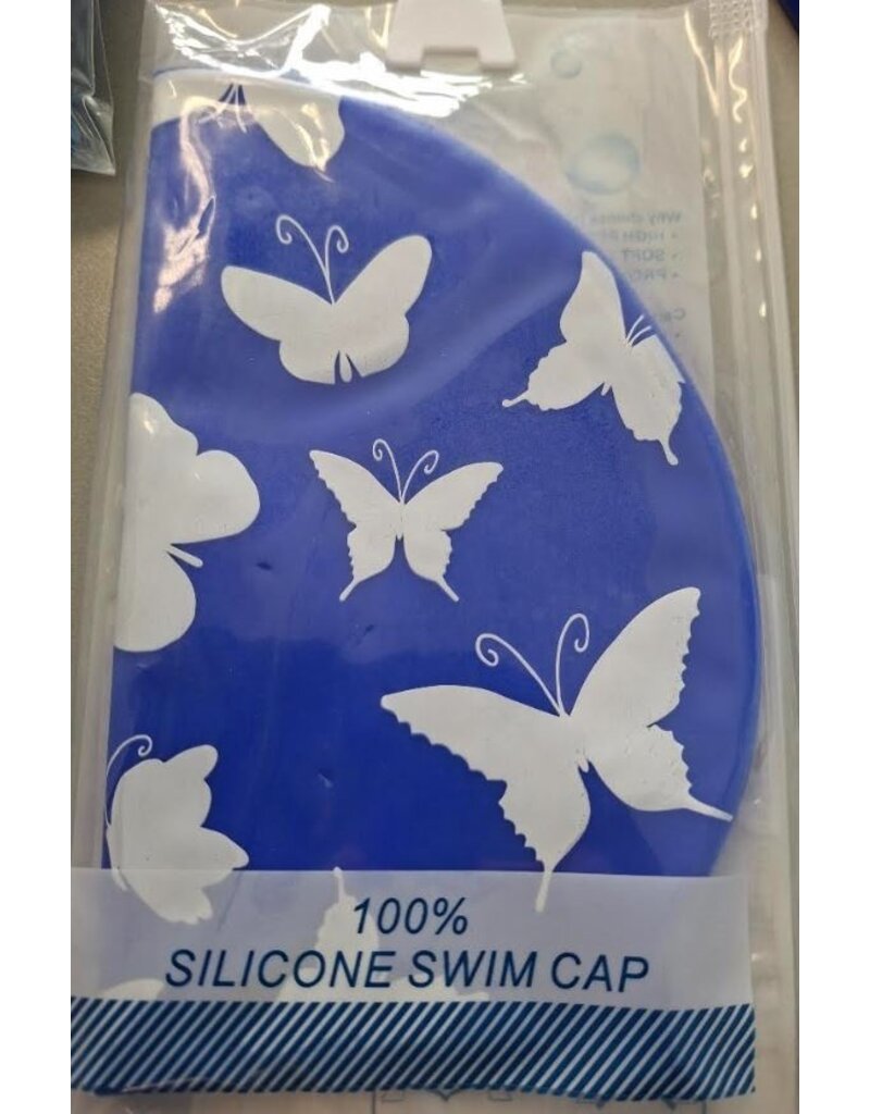 Overige merken Vlinder badmuts - blauw - wit - long hair