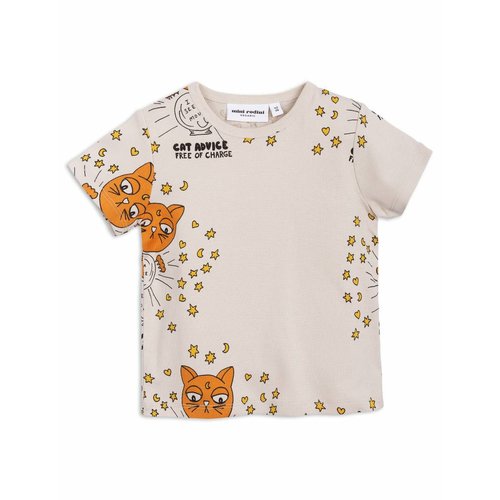 Mini Rodini Cat Advice SS Tee Beige Mini Rodini Cat Advice SS Tee Beige