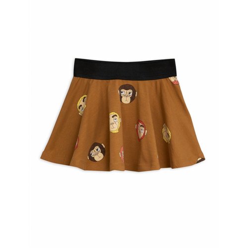 Mini Rodini Monkeys AOP Skirt brown - rok Mini Rodini Monkeys AOP Skirt brown - rok