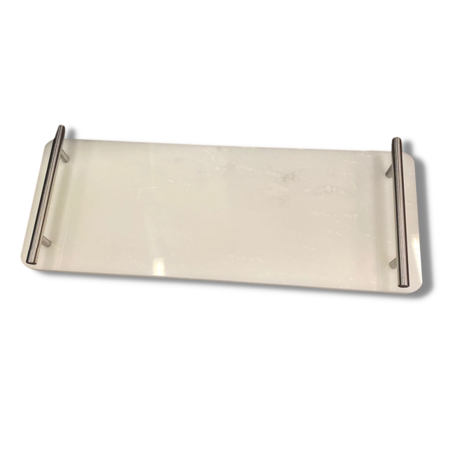 Marble tray with handles - Silver