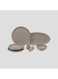 Bricard Porcelain Taupe/Gold 27-parça servis seti