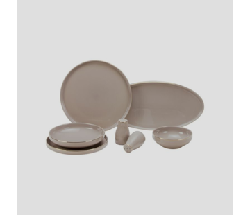 Bricard Porcelain Taupe/Gold 27-parça servis seti