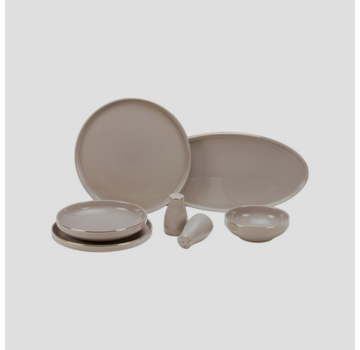 Bricard Porcelain Taupe/Gold 27-parça servis seti