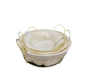 Broodmand rond met beige en goud