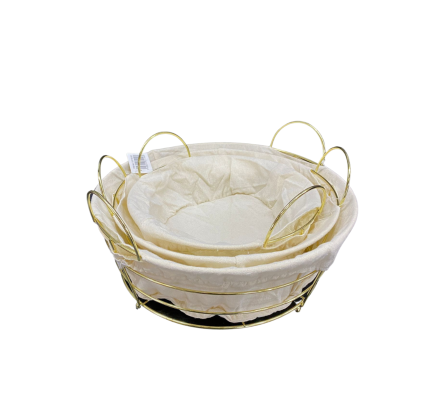 Broodmand rond met beige en goud