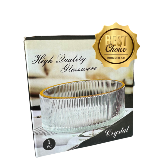 Ribbed bowls with gold rim