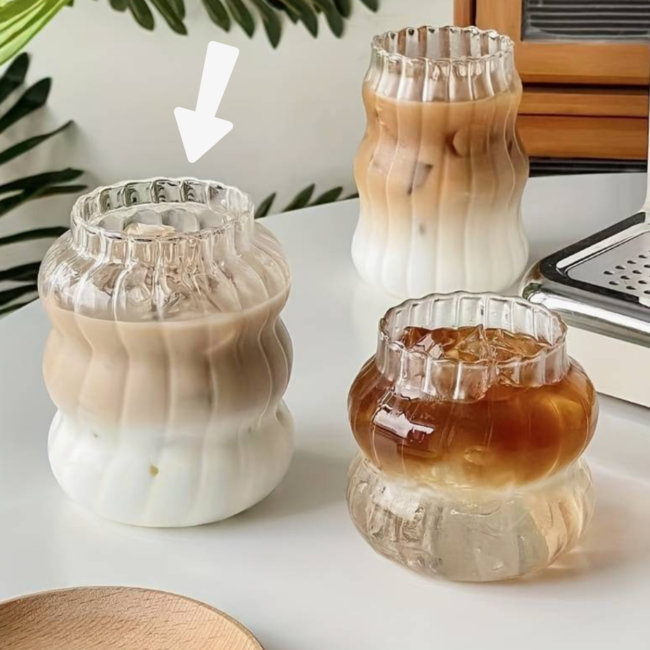 Ribbed coffee glasses large set of 2