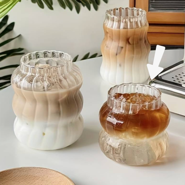 Geribbelde glazen klein set van 2