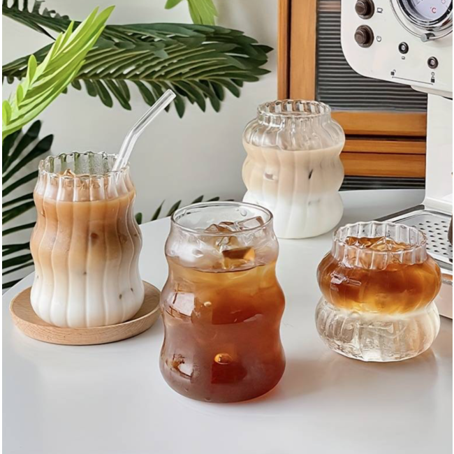 Ribbed glasses small set of 2