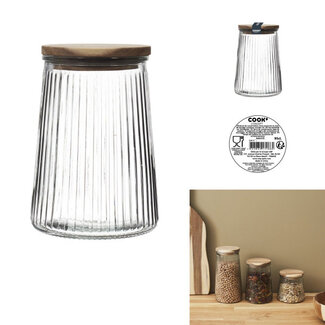 Glass storage jar with acacia lid 95cl