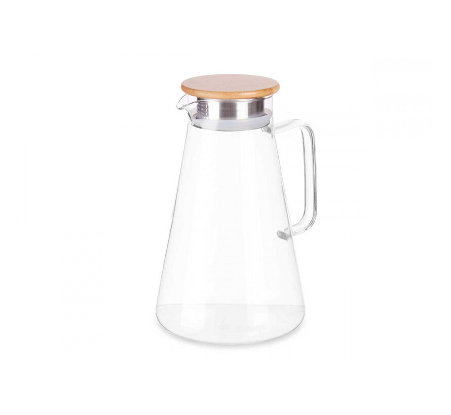 Borosilicaat kan met bamboe deksel 1.7l