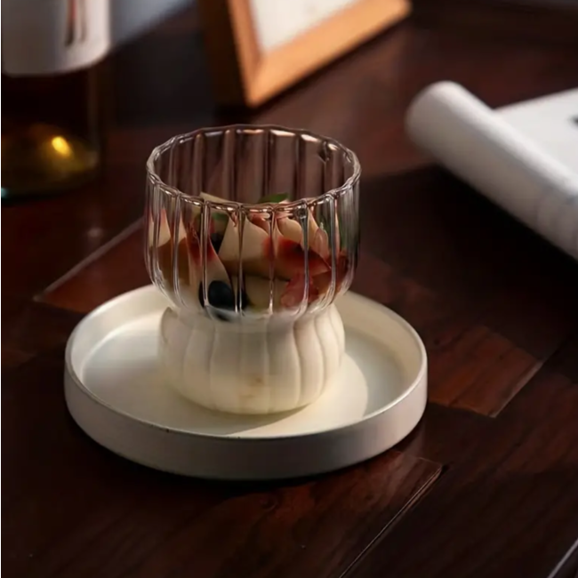 Vertical Striped Borosilicate Glass Set of 2