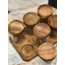 Herb pots set acacia on shelf