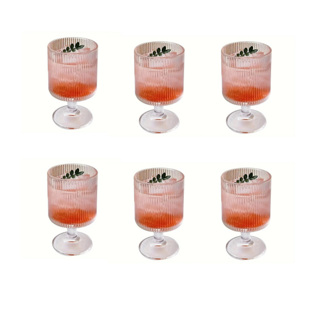 Elegant crystal ribbed glass set of 6