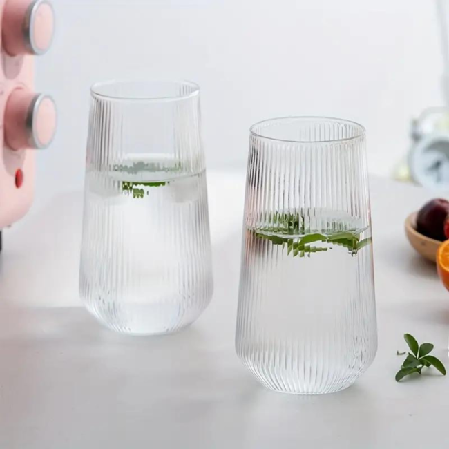 Striped Glass Cup Set of 2