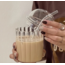 Glass cup with lid and straw