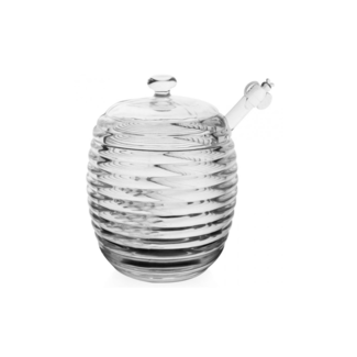 Glazen honingpot met lepel
