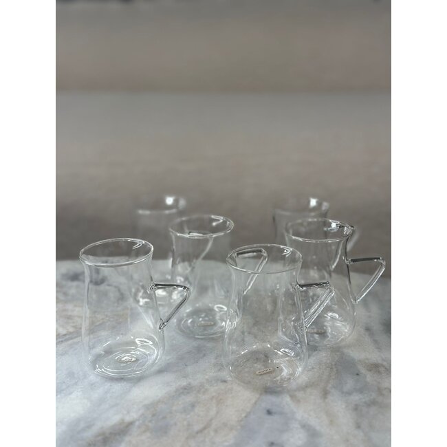 Theeglazen met greep set van 6