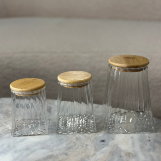 Storage jars with stripes set of 3