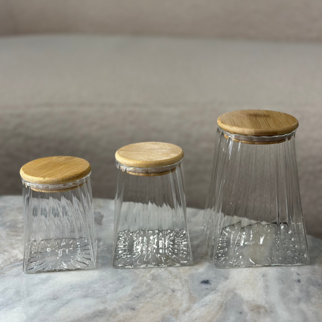 3'lü çizgili saklama kavanozları seti