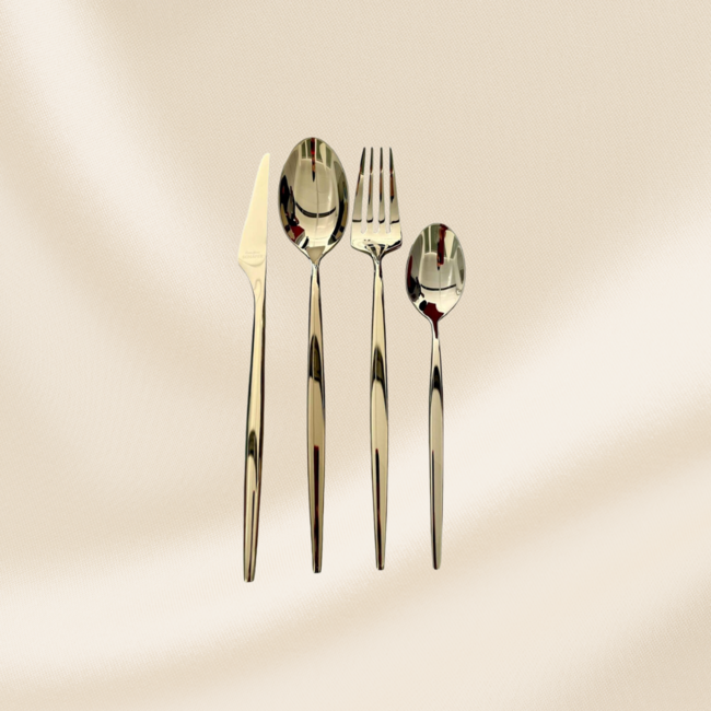 Light gold-colored cutlery set 24 pieces