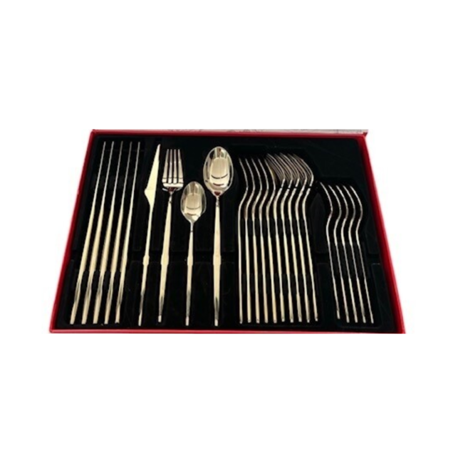 Light gold-colored cutlery set 24 pieces