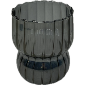 Verticaal gestreept getint  borosilicaat glazen set van 2