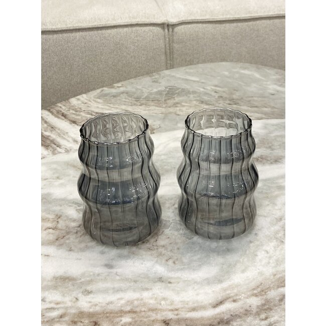 Ribbed Tinted Coffee Glasses Set of 2